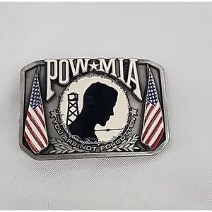 POW MIA Belt Buckle Enameled Bergamot Brass Works made in U.S.A.